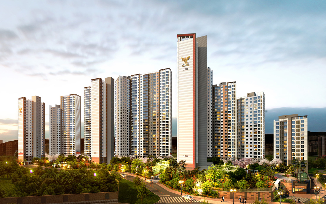 A rendering of the Lotte Castle Apartment complex in Daegu (Lotte Engineering & Construction)