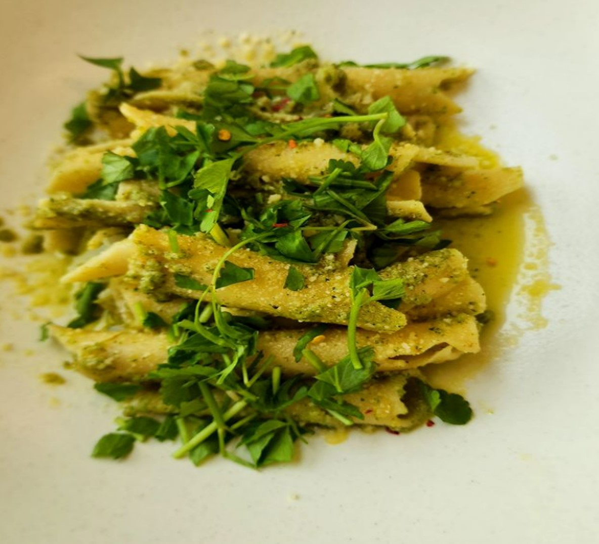 A pasta dish with minari (Osteria 308)