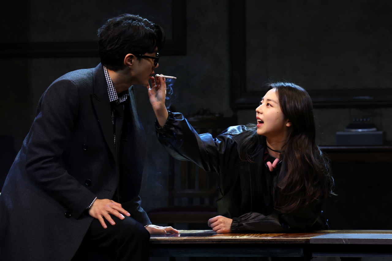 Ahn So-hee (right) performs in the play 
