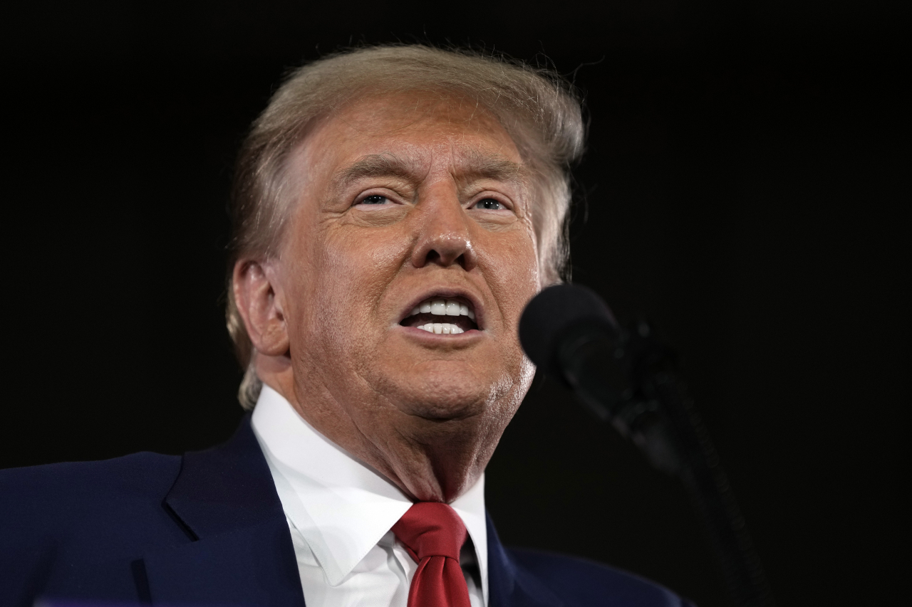Republican presidential candidate former President Donald Trump speaks at a campaign rally May 1, 2024, in Waukesha, Wis. Trump told Republican donors Saturday, May 5, at Mar-a-Lago, that President Joe Biden is running a 