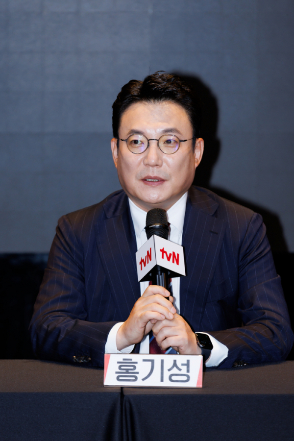 Hong Ki-sung, the head of CJ ENM's media business division, speaks during a press event held at Sangam-dong, Seoul, on Wednesday afternoon. (CJ ENM)