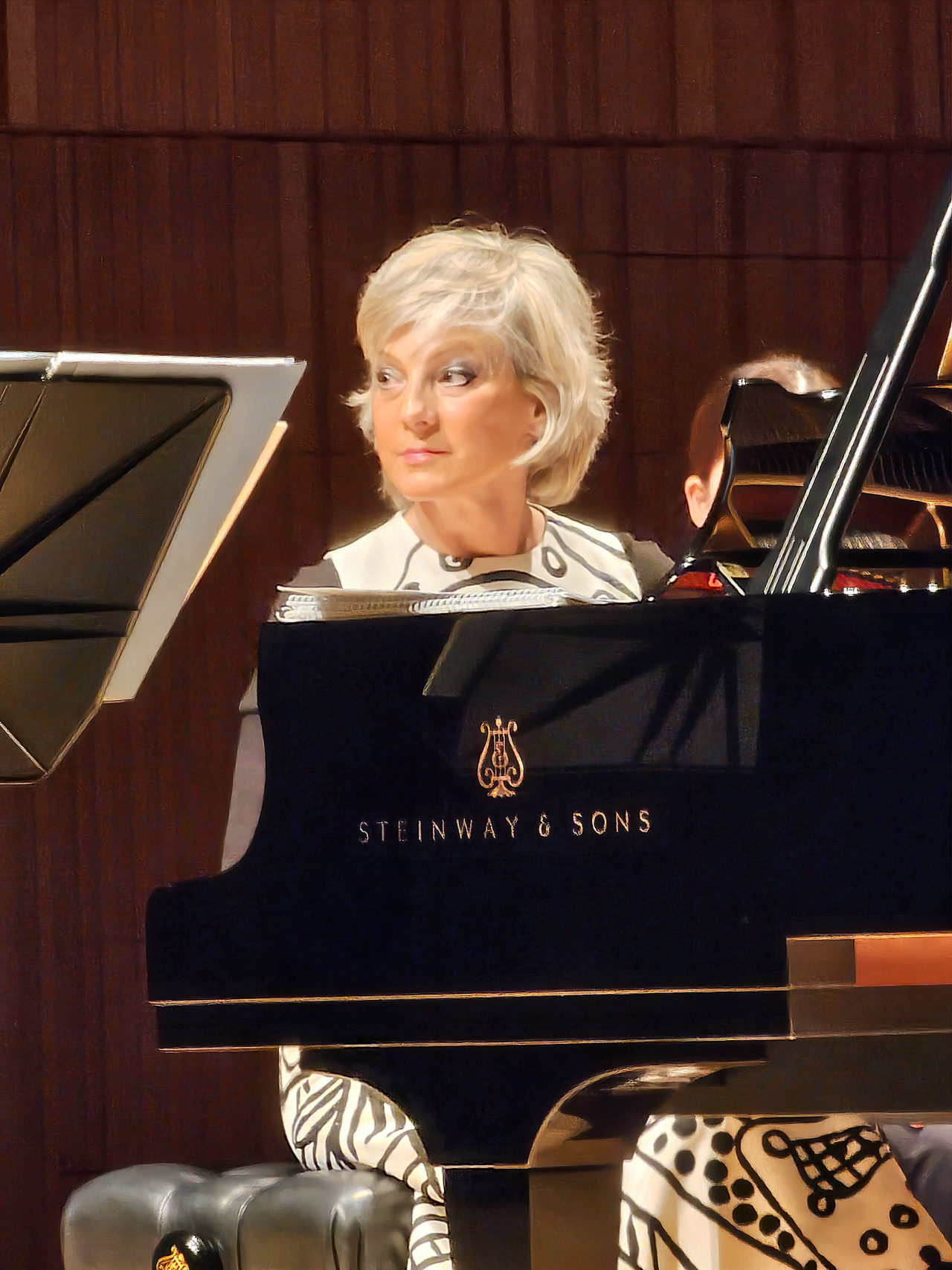 Pianist Helene Mercier is seen at a duo recital on May 8 at the Lotte Concert Hall. (Provided by a reader of The Korea Herald)
