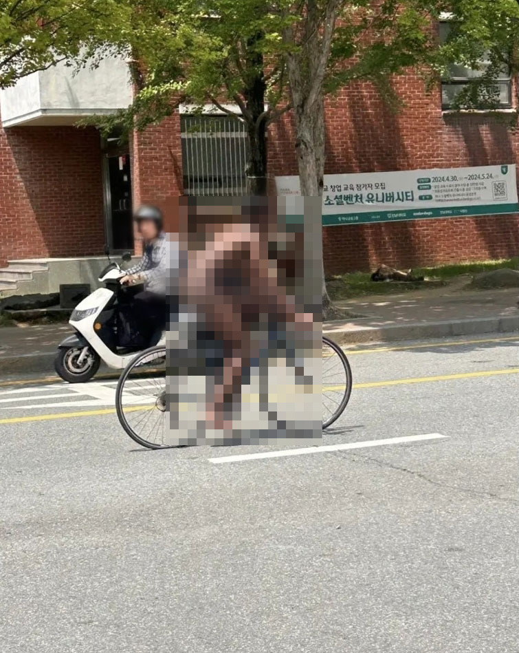 A 23-year-old student biking naked at Chonnam National University (Every Time)