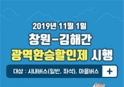 창원-김해, 광역환승할인제 11월 1일 본격 시행