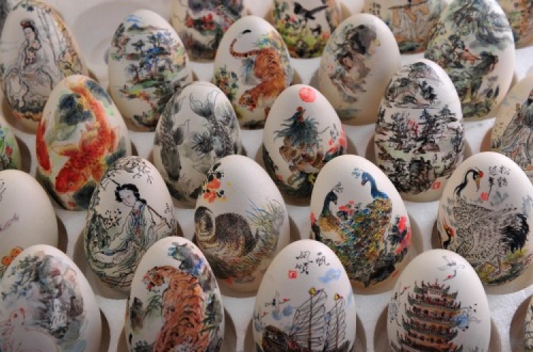 Egg painting exhibition in Wuhan, central China