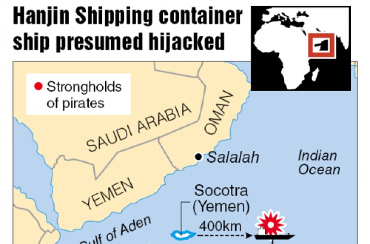 S. Korean container likely hijacked by Somali pirates: ministry