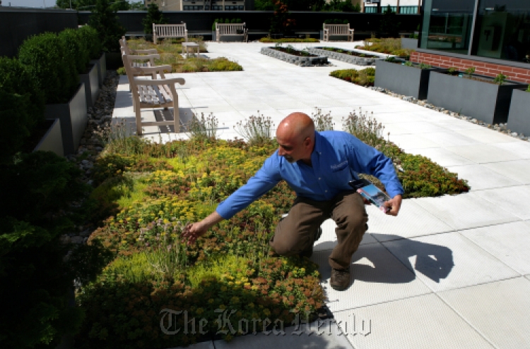 Rooftop garden soothes patients