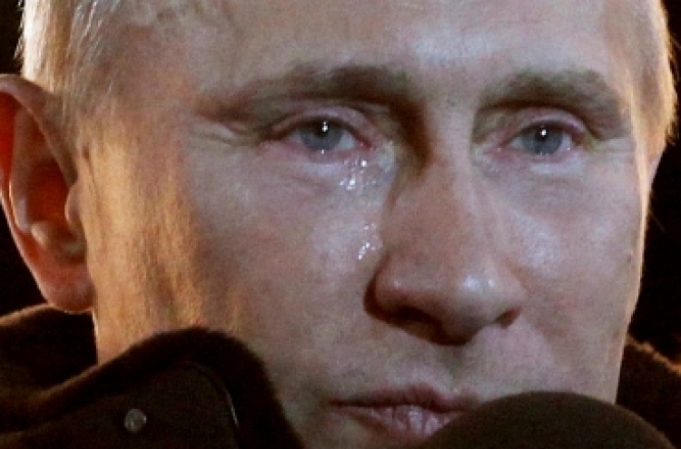 A tearful Putin claims Russian election victory