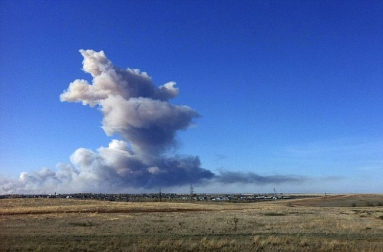 Huge ammunition explodes at Russian military site