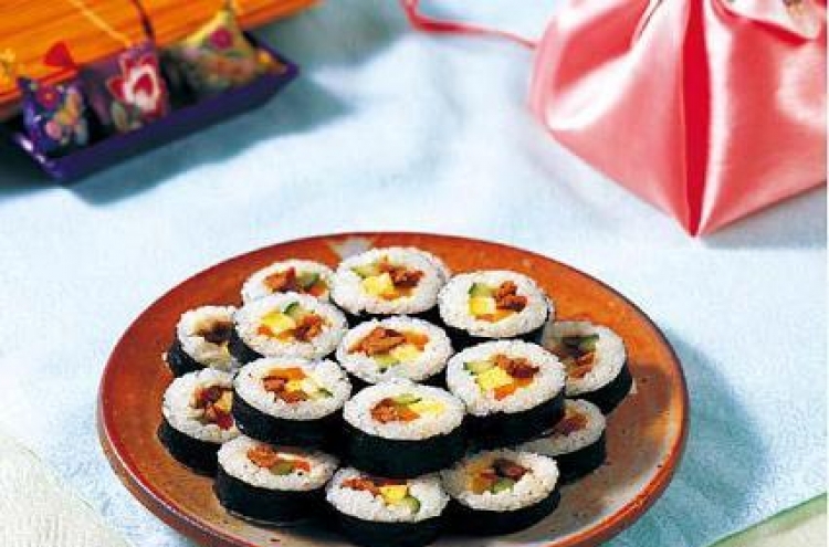 Gimbap, (Rice rolled in laver)