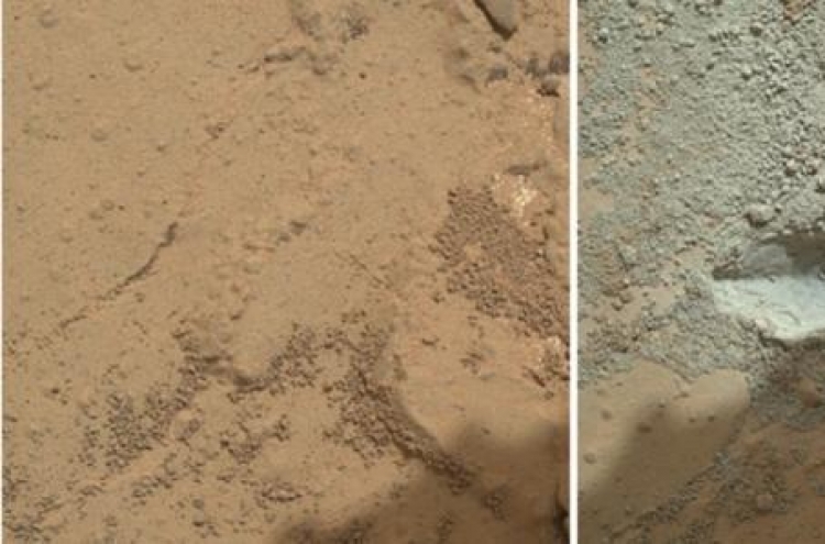 Martian rover drills first rock