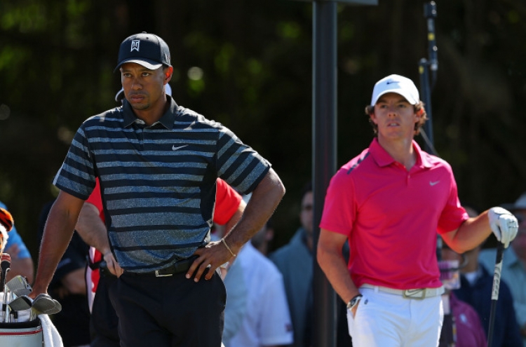Tiger tied at top as McIlroy struggles