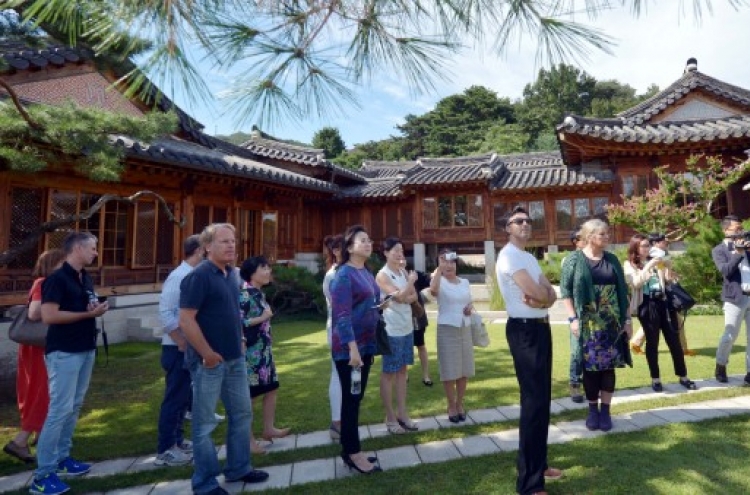 Antique furniture displayed as art in hanok