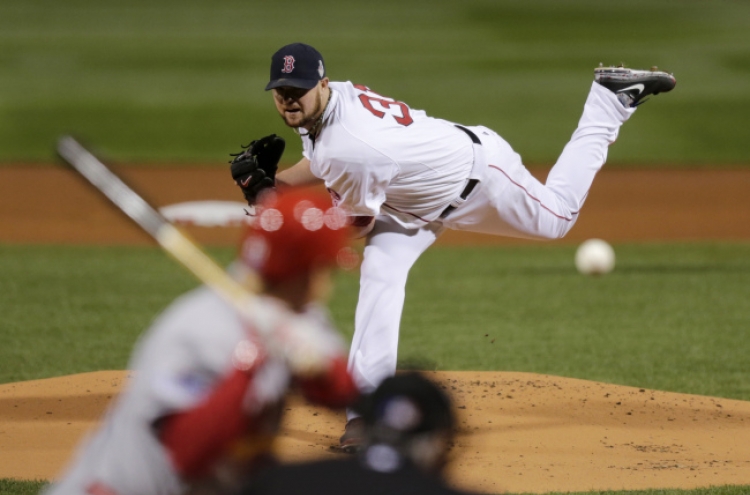 Lester, Red Sox rout sloppy Cards in Series opener