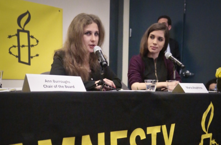 In NYC, Pussy Riot slams conditions in Russia