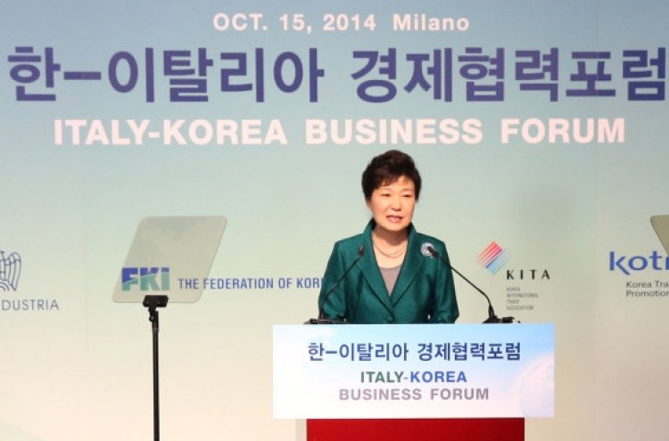 Park calls for bigger biz partnership with Italy