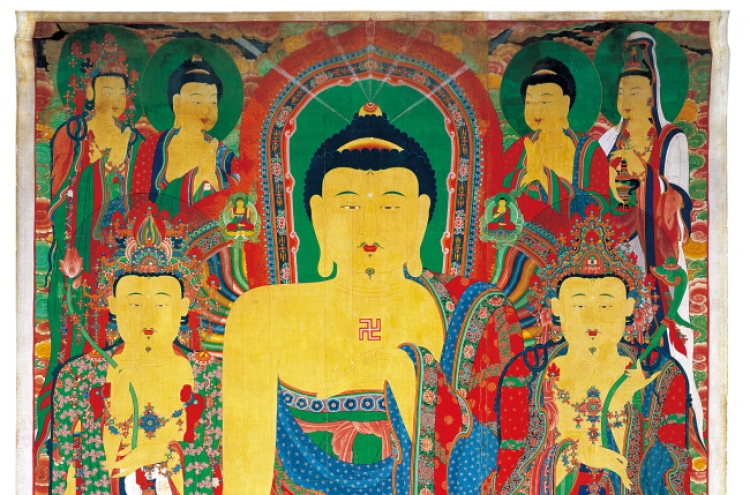 Massive Buddha painting on display