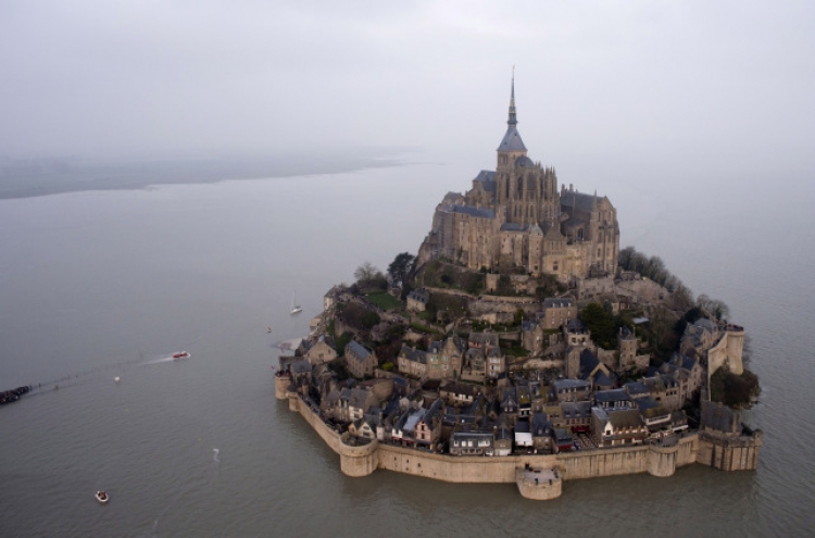 Super moon turns abbey into an island