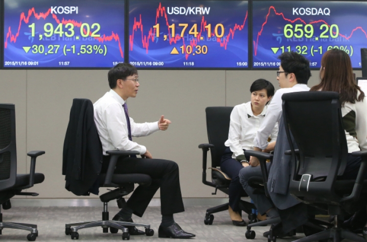 Korean stocks hit 50-day low after terror attacks