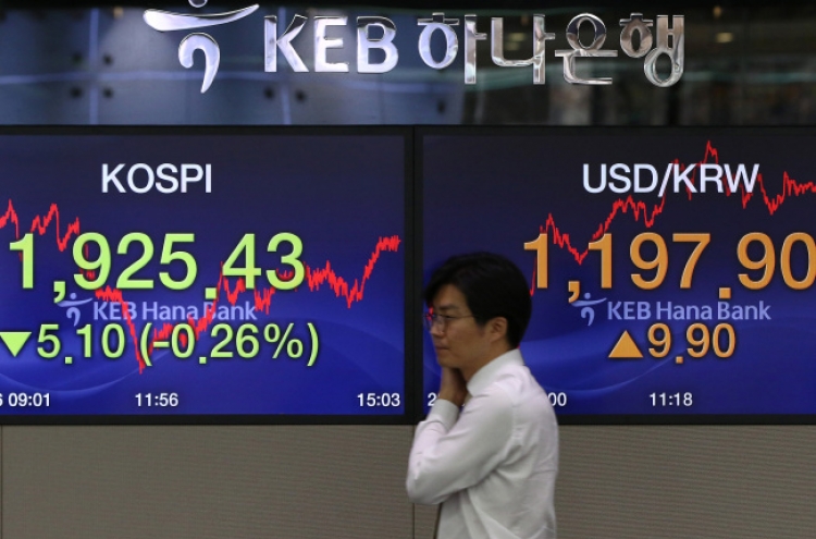 Korean stocks end lower on institutional sell-offs