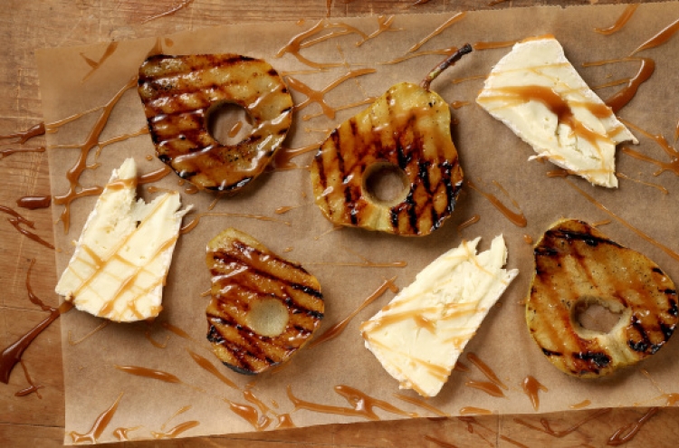 Brillat-Savarin cheese makes a buttery companion to grilled pears