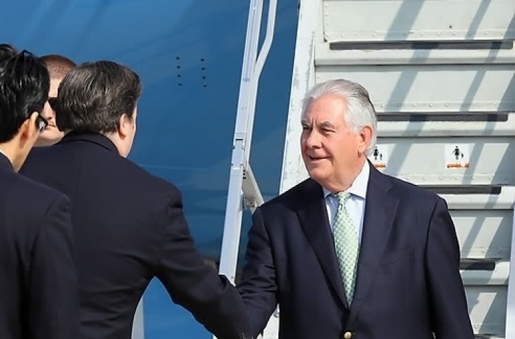 Tillerson begins trip to S. Korea amid growing NK threats