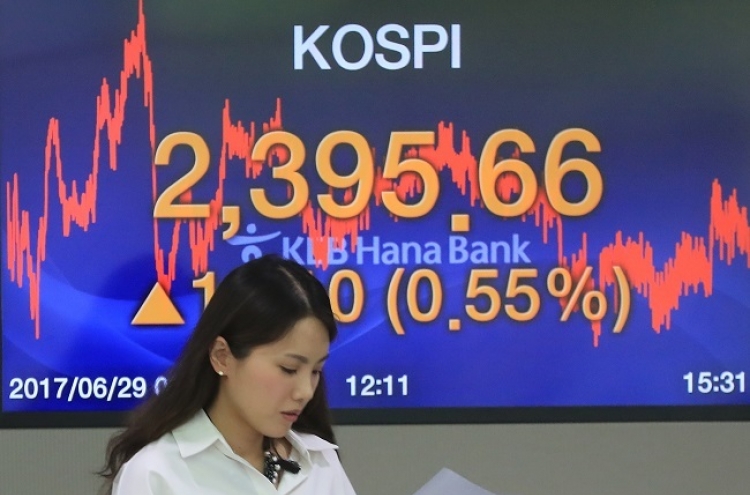 Seoul stocks finish at new record high on large-cap gains