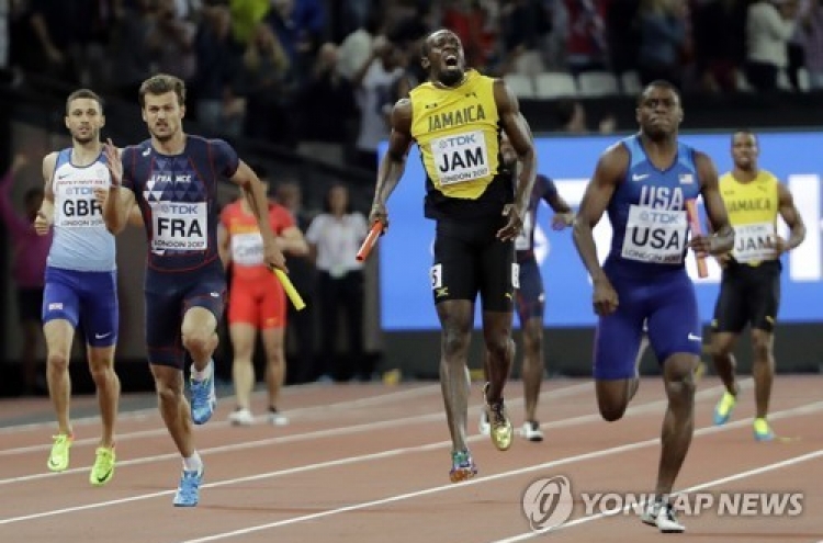 볼트, 악몽의 마지막 경기…영국, 남자 400ｍ계주 첫 우승