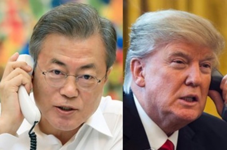 Moon, Trump discuss outcome of US-N. Korea summit