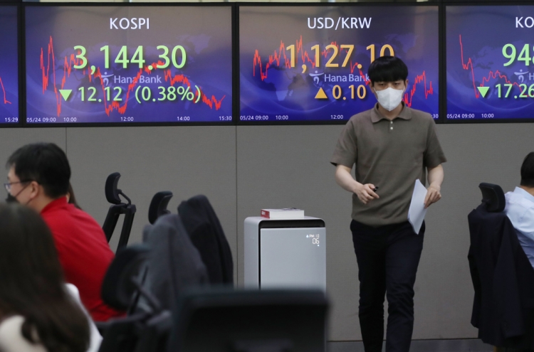 Seoul stocks down for 3rd day on inflation concerns