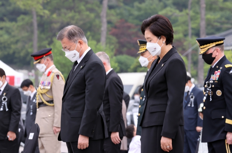 Moon apologizes over 'unjust death' caused by 'evil practice' in barracks during Memorial Day speech