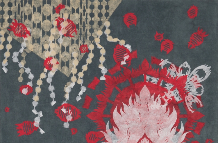 Korean paper collage series a nod toward shaman rituals