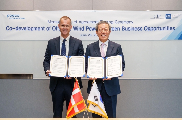 Posco International inks partnership with Danish firm on offshore wind power development