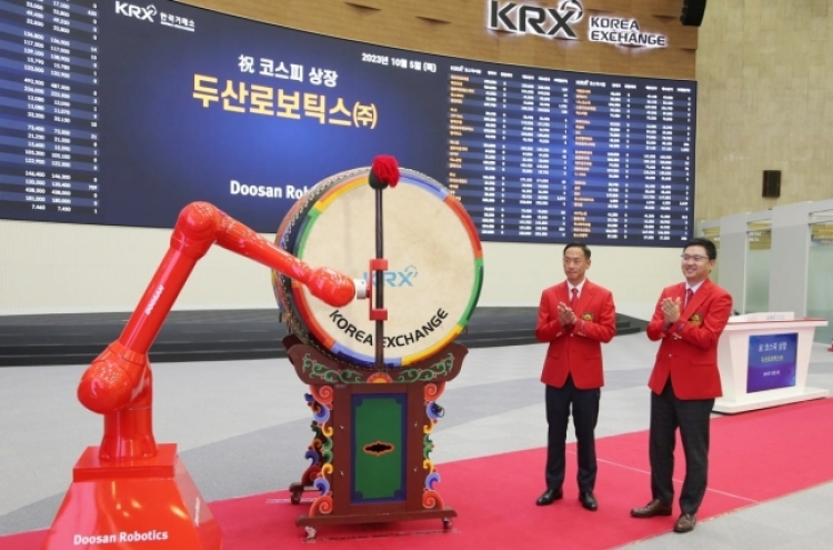 Doosan Robotics shares debut at double IPO price