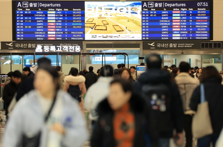 10 flights canceled in Jeju as S. Korea braces for cold wave