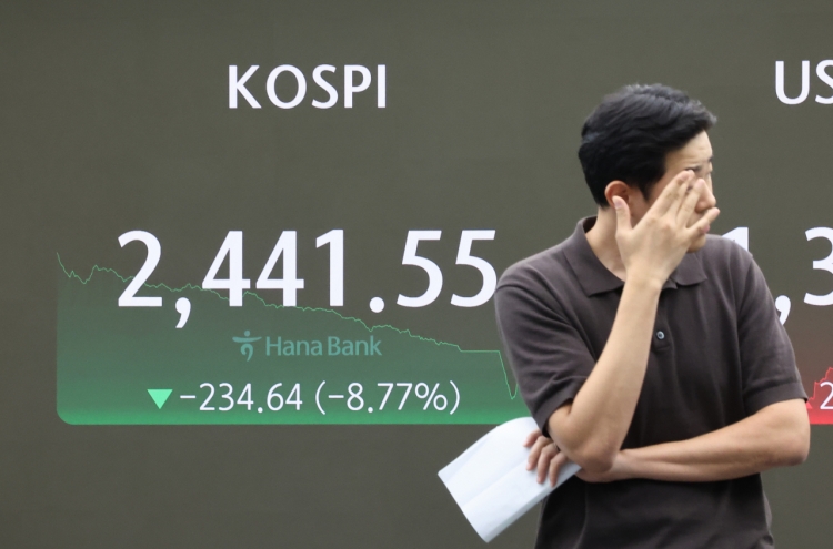 US recession fears send Kospi plunging by record high of nearly 9%