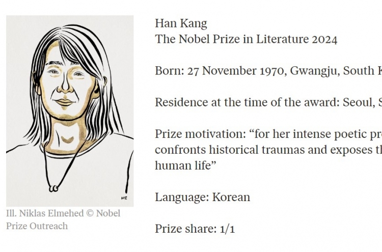 Yoon celebrates Han Kang's winning of Nobel literature prize as 'monumental achievement'