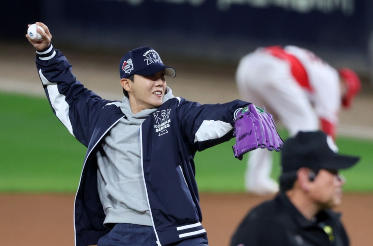 BTS member J-Hope throws out ceremonial pitch in Korean Series