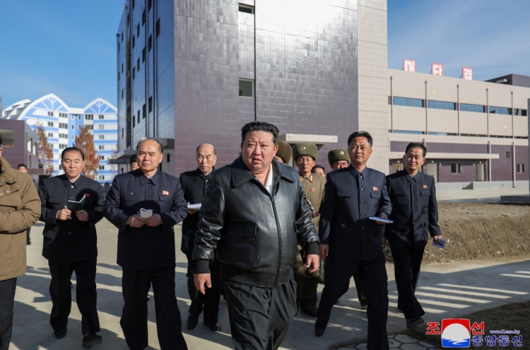 N. Korea's Kim inspects regional factory construction site, urges successful completion