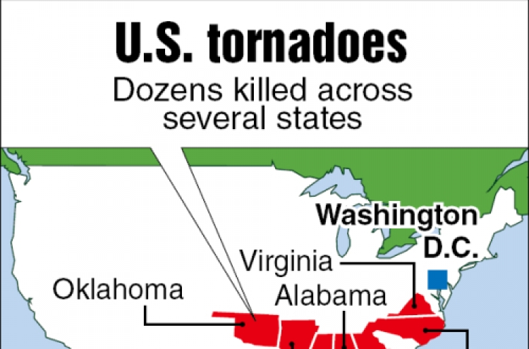 U.S. tornadoes leave 45 dead