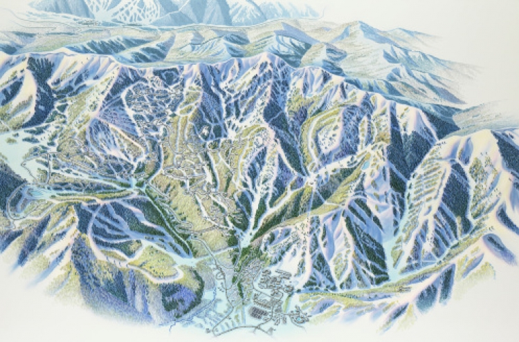 Ski trail maps use artist’s hand-painted panoramas