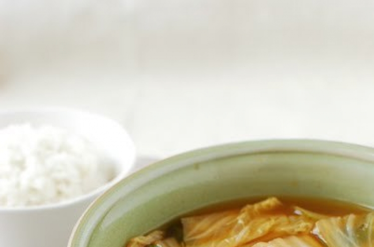 Baechu doenjang guk (Napa cabbage doenjang soup)