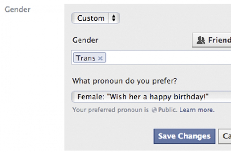 Facebook allows new gender options