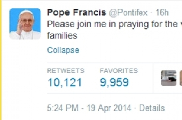 [Ferry Disaster] Pope sends condolences for S.Korea ferry victims