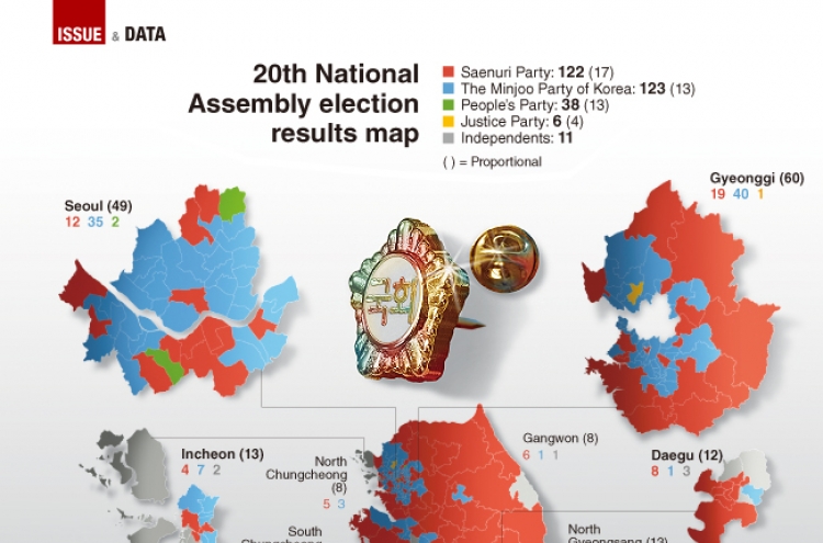 [Graphic News] 20th National Assembly election results map