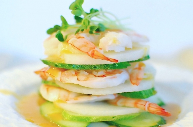 [Home Cooking] Saewu Naengchae (Shrimp Salad with Hot Mustard Dressing)