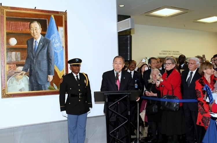 Portrait of outgoing U.N. chief Ban unveiled
