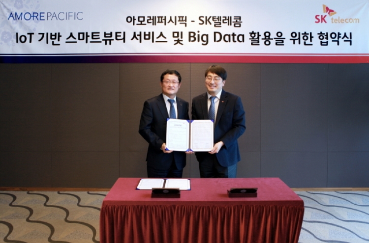 [Photo News] Amorepacific-SK Telecom agree on smart beauty services