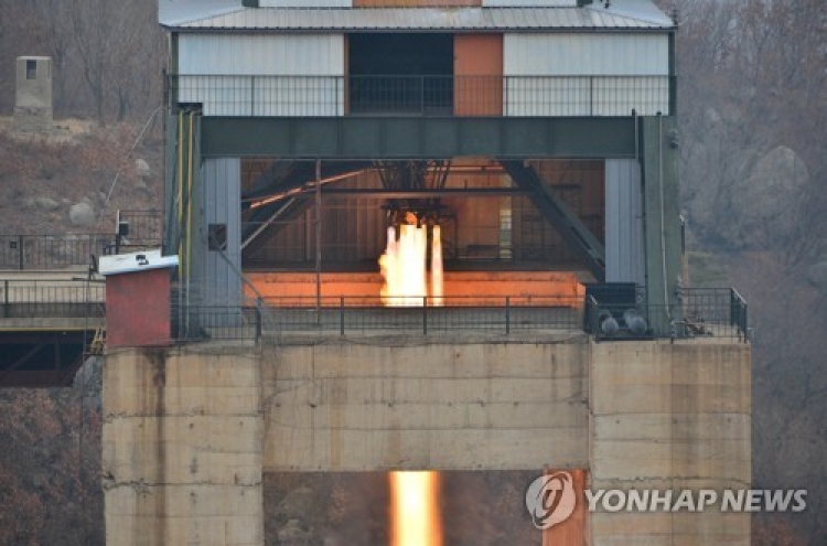 NK engine test likely for satellite rocket, rather than ICBM: US expert
