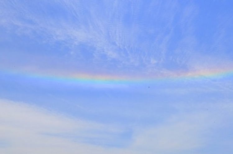 Rare rainbow cloud phenomenon sighted over Jeju Island, 2nd time this year